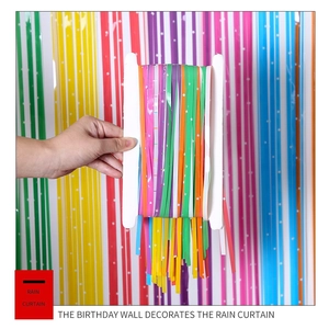 Macro detail of multicolored star pattern rain curtain for festive party background decor
