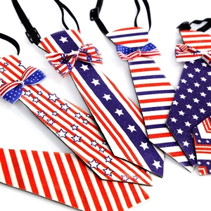 American Independence Day Stars Stripes Glitter Felt Tie For Kids Patriotic Fourth Of July Party Costume Decor