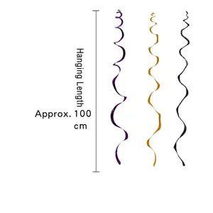 Decorazioni a spirale per Halloween viola, oro e nero con lunghezza sospesa di 100 cm