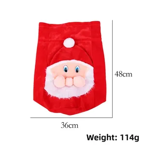 Detail view of large Christmas Santa gift bag with 48cm x 36cm dimensions and soft plush fabric