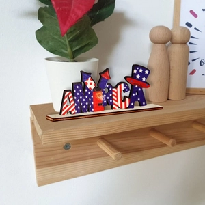 USA Independence Day wooden America letter sign tabletop ornament with flag patterns
