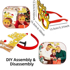 Spanish Christmas headband and glasses set with gold glitter Feliz Navidad design