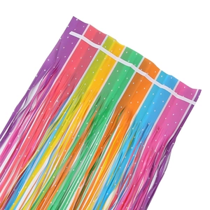 2.5m rainbow star fringe curtain for birthday party decoration and festive backdrop