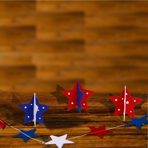Patriotic felt star table ornaments and hanging banners for USA Independence Day decor