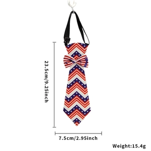 Patriotic USA flag pet tie with dimensions 23.5x7.5cm showing stars and stripes design