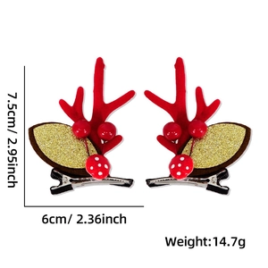 Détails des pinces de bois de renne de Noël en peluche avec dimensions et baies