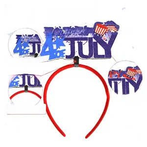 Patriotic July 4th headband featuring Happy 4th of July sequins and stars