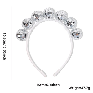 Dimensioni del cerchietto con palline disco: altezza 16,5 cm e larghezza 16 cm