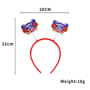 Detailed dimensions of the 4th of July headband with festive stars and 20x22cm sizing