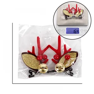 Détails des barrettes de Noël bois de renne avec dimensions et mesures de poids