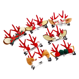 Set de barrettes de Noël en forme de bois de renne avec nœuds et clochettes pour enfants