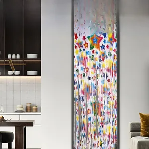Rideau à franges avec étoiles colorées pour décoration festive de porte de fête