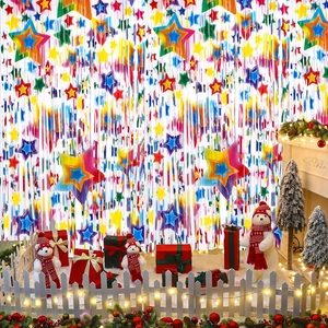 Rideau à franges arc-en-ciel avec étoiles pour décoration de fond de fête festive