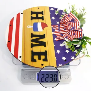 Peso del cartello in legno Home con motivi patriottici di stelle e strisce americane