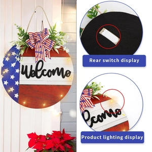 Insegna di benvenuto luminosa per l'Indipendenza con bandiera USA e luci LED