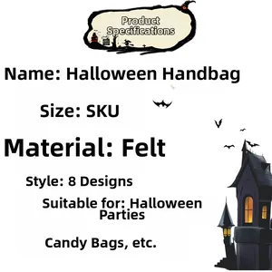 Detailed product specifications and felt fabric features for Halloween candy bags