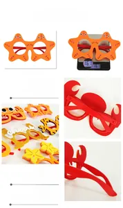 Detail view of Hawaiian party glasses with starfish design and durable frame dimensions