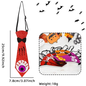 Adjustable Halloween tie with glitter fabric, spooky eye motif and elastic strap