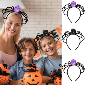 Halloween Funny Plush Spider Headband For Costume Party Black Purple Spider Hair Hoop Decoration Festive Photography Props