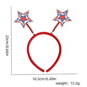 Detailed size chart showing dimensions of the patriotic star headband at 22cm by 16.5cm