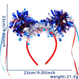 Detail showing 23cm height and width dimensions of US Independence Day star headband