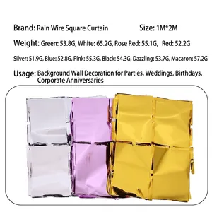 2M Metallic square fringe curtain backdrop for wedding and birthday party decorations