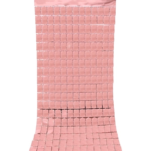 Pink square sequin curtain backdrop for birthday party and wedding wall decoration