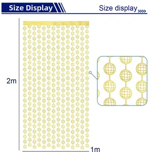 Size display for gold disco ball foil curtain, 1m width and 2m height for party backgrounds