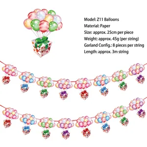 Détail de la guirlande ballon Z11 avec rayures colorées pour décoration de fête d'enfant