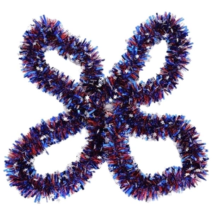 2m US Independence Day star tinsel garland in red blue silver for party decor