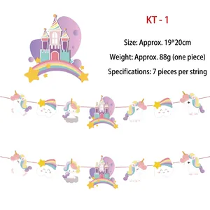 Détails de la guirlande licorne et château de 19x20cm pour décoration de fête d'enfants