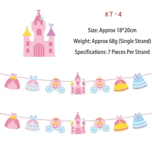 Détails de la bannière de château de princesse et carrosse citrouille pour fête d'enfant