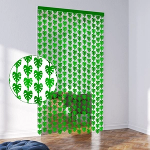 Rideau à franges feuilles de Monstera vertes pour décoration de fête hawaïenne