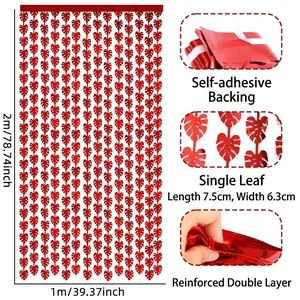 Rideau en aluminium monstera rouge de 2m pour décoration de fête à Hawaï