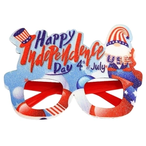 Glittery USA Independence Day party glasses with red white and blue gnome design