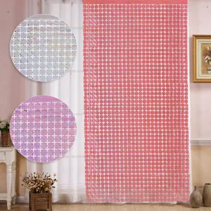 Pink holographic foil fringe curtain for festive party backdrop and wall decoration
