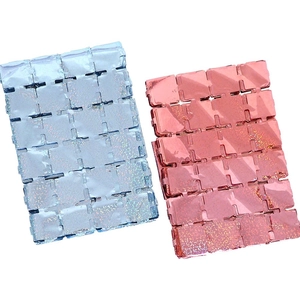 Blue and pink laser square shimmer walls for party backdrop and event decoration