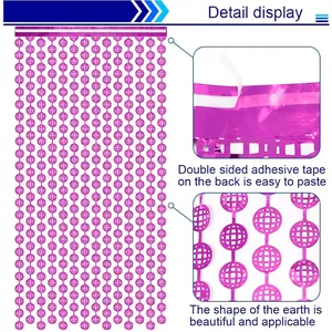 Pink purple disco ball foil fringe curtain with earth shape design for party background