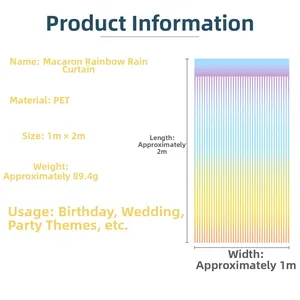 Details zum Macaron Regenbogen Lametta Vorhang, 1m x 2m PET Material für Party Deko