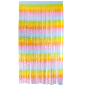 Detail von Macaron Regenbogen Gradient Folienfransen Vorhang für Party Dekoration