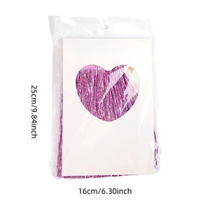 Pink laser fringe curtain party decoration in retail packaging with size measurements