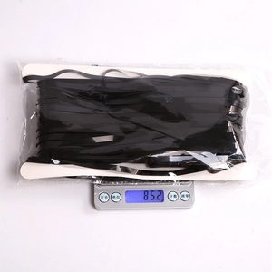 Foil fringe table skirt 275x75cm weighed on a digital scale for party decor quality check