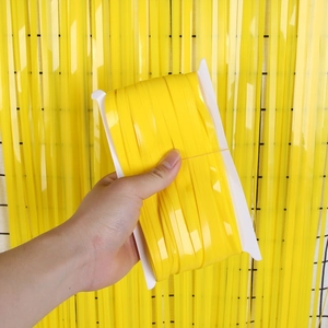 Glossy yellow fringe curtain on card for birthday party backdrop decoration 1m x 2m