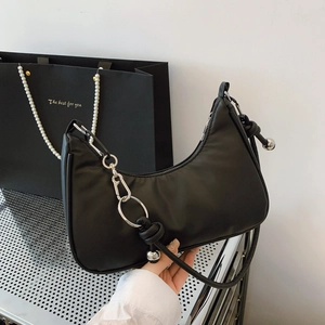 Women's Fashion PU Leather Crescent Hobo Underarm Bag Minimalist Solid Color Shoulder Bag With Knotted Strap Daily Purse