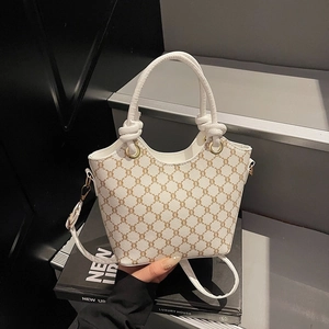Sac Seau pour Femmes en Cuir PU Monogramme Vintage Sac Bandoulière Épaule Minimaliste Urbain Mode Tote Sac à Main