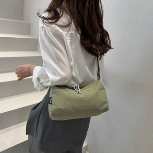 Olive green large capacity crossbody pillow bag with lightweight nylon fabric for summer