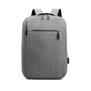 Business style grey casual backpack with USB charging port and minimalist design