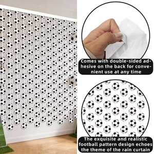 Soccer theme foil fringe curtain with football patterns and adhesive tape for party decor