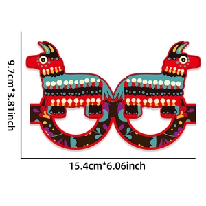Llama piñata party glasses for Mexican Fiesta carnival decor with size specifications