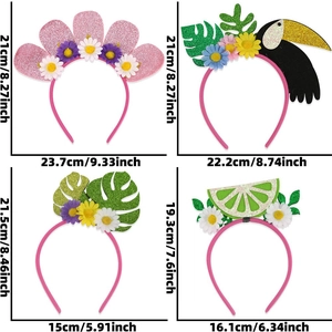 Spécifications de taille pour les serre-têtes de fête hawaïenne flamant rose et hibiscus